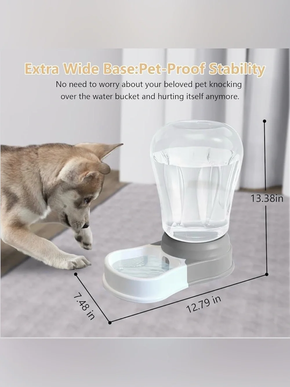 1.6 Gallon Automatic Dog Water Dispenser, Large Capacity Gravity Pet Water Bowl
